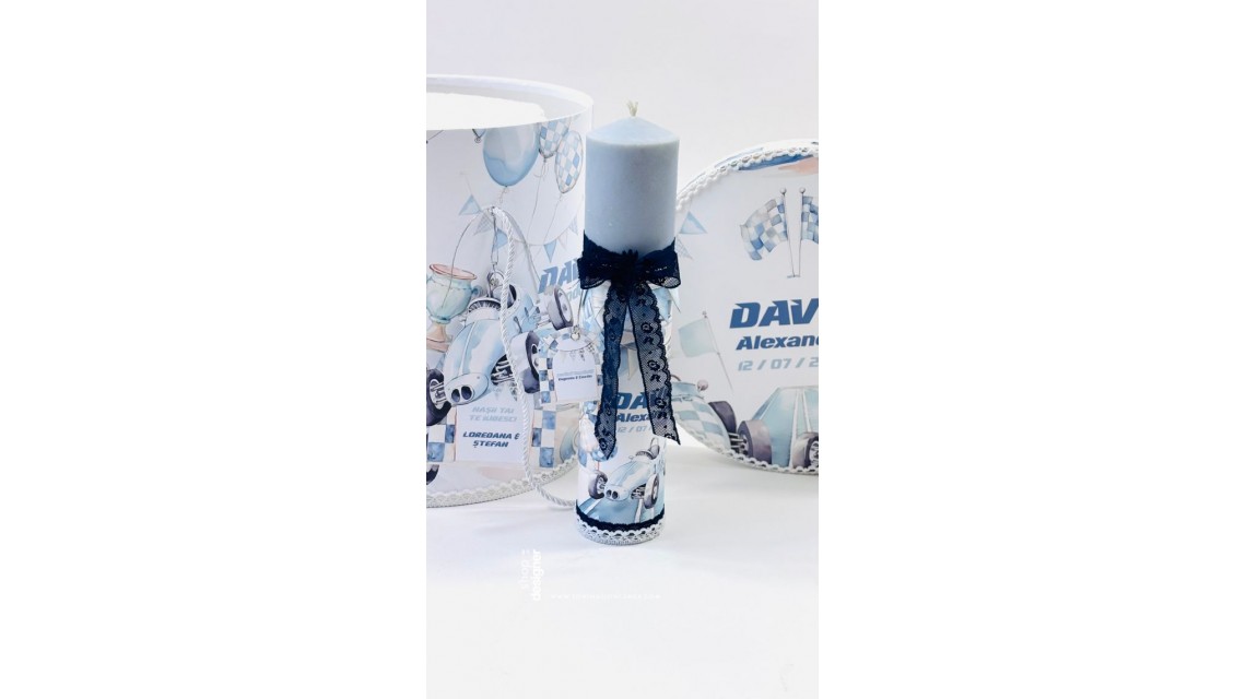Lumânare botez Blue Racing Car – model stâlp personalizat Formula 1 6